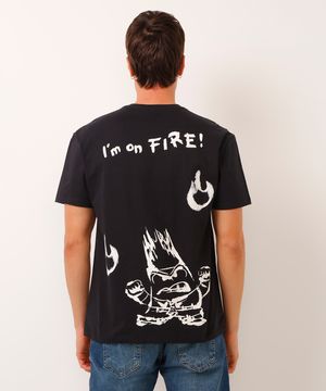 camiseta de algodão divertida mente im on fire preta