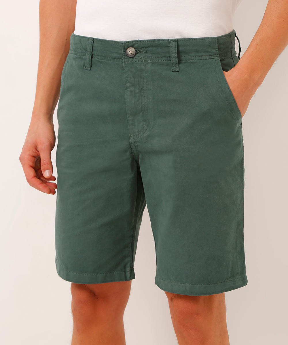 Bermuda Reta de Sarja - verde