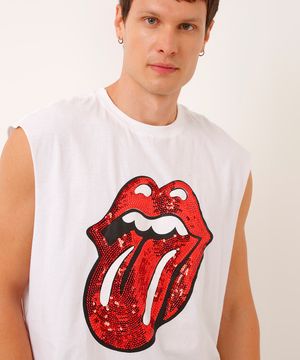 regata machão the rolling stones com paête off white