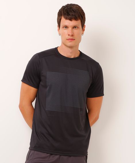 camiseta esportiva listras preta