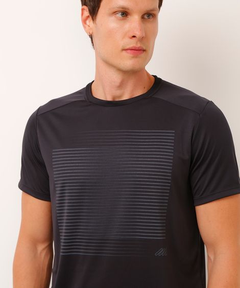 camiseta esportiva listras preta