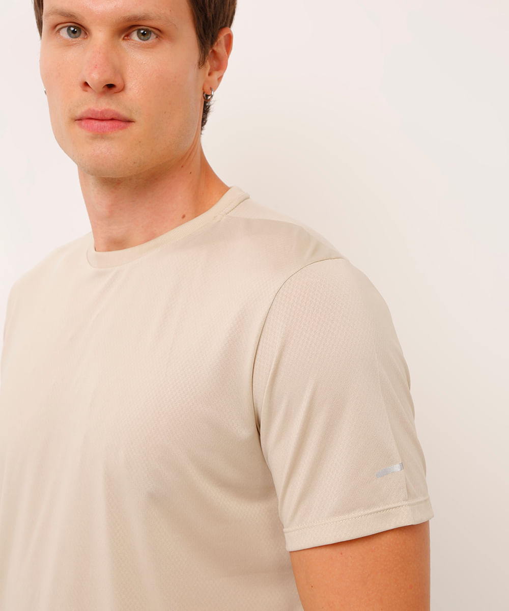 camiseta esportiva básica manga curta - bege
