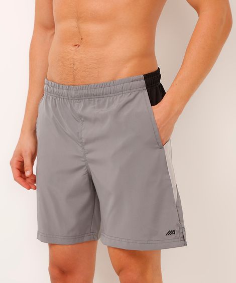 short com recorte esportivo cinza