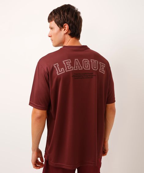 camiseta oversized manga curta league esportiva marrom