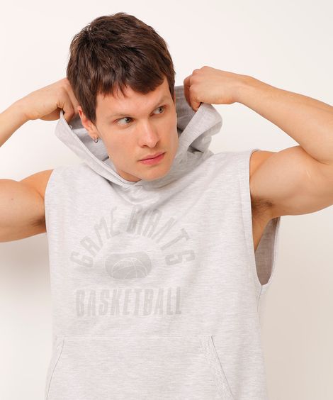 regata basquete com capuz game giants esportiva cinza