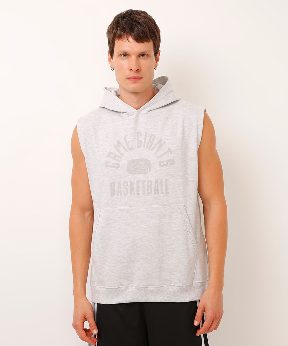 regata basquete com capuz game giants esportiva cinza