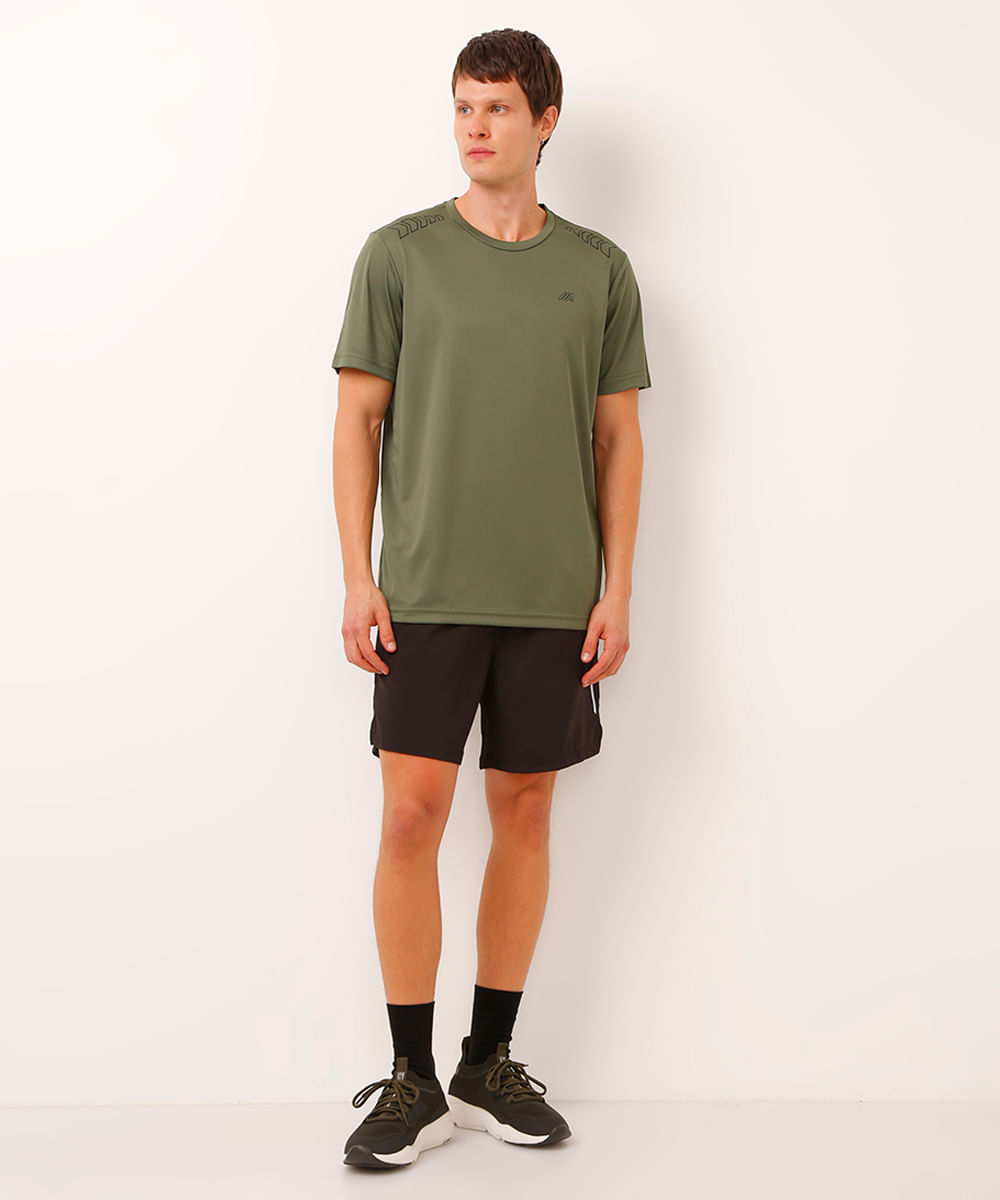 camiseta setas manga curta esportiva ace verde militar