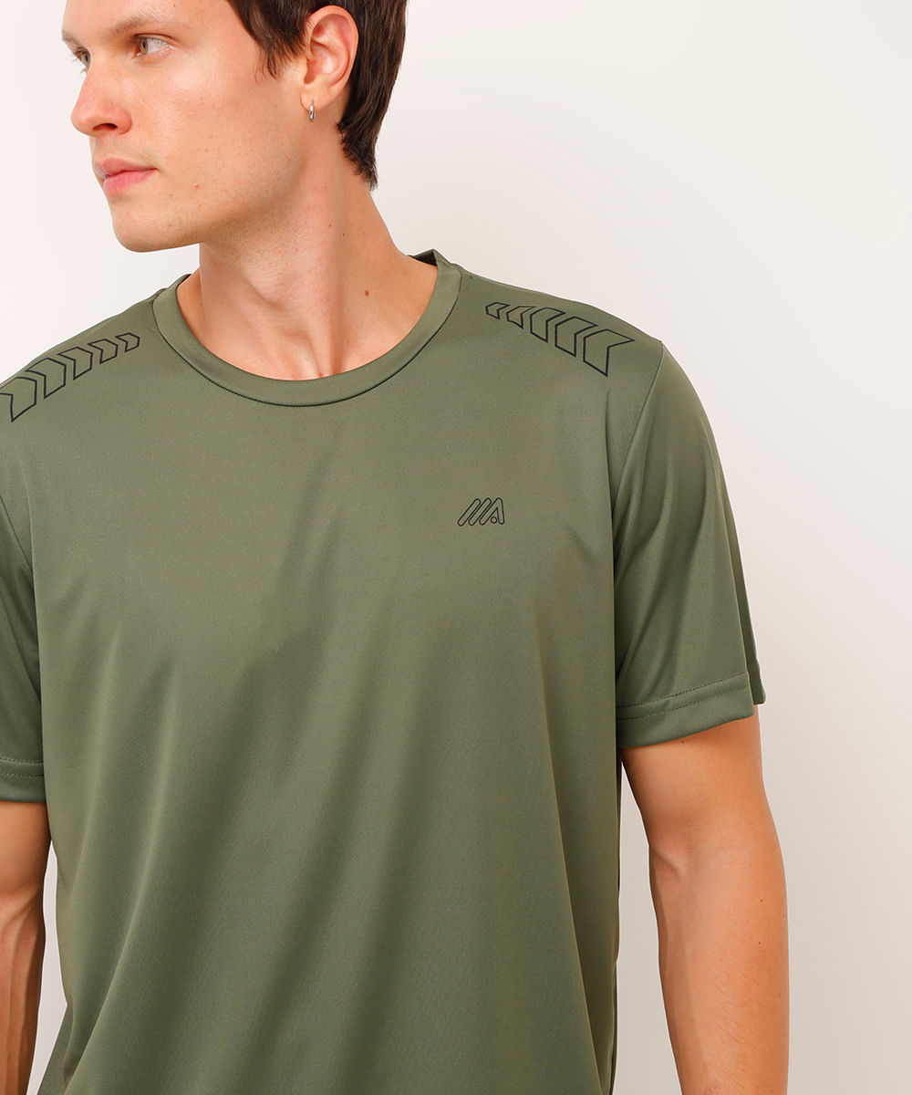 camiseta setas manga curta esportiva ace verde militar