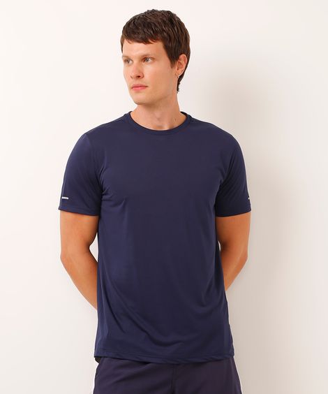 camiseta esportiva básica manga curta azul