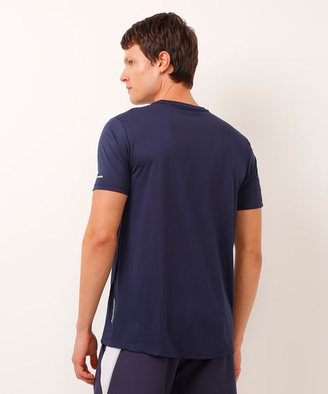 camiseta esportiva básica manga curta azul