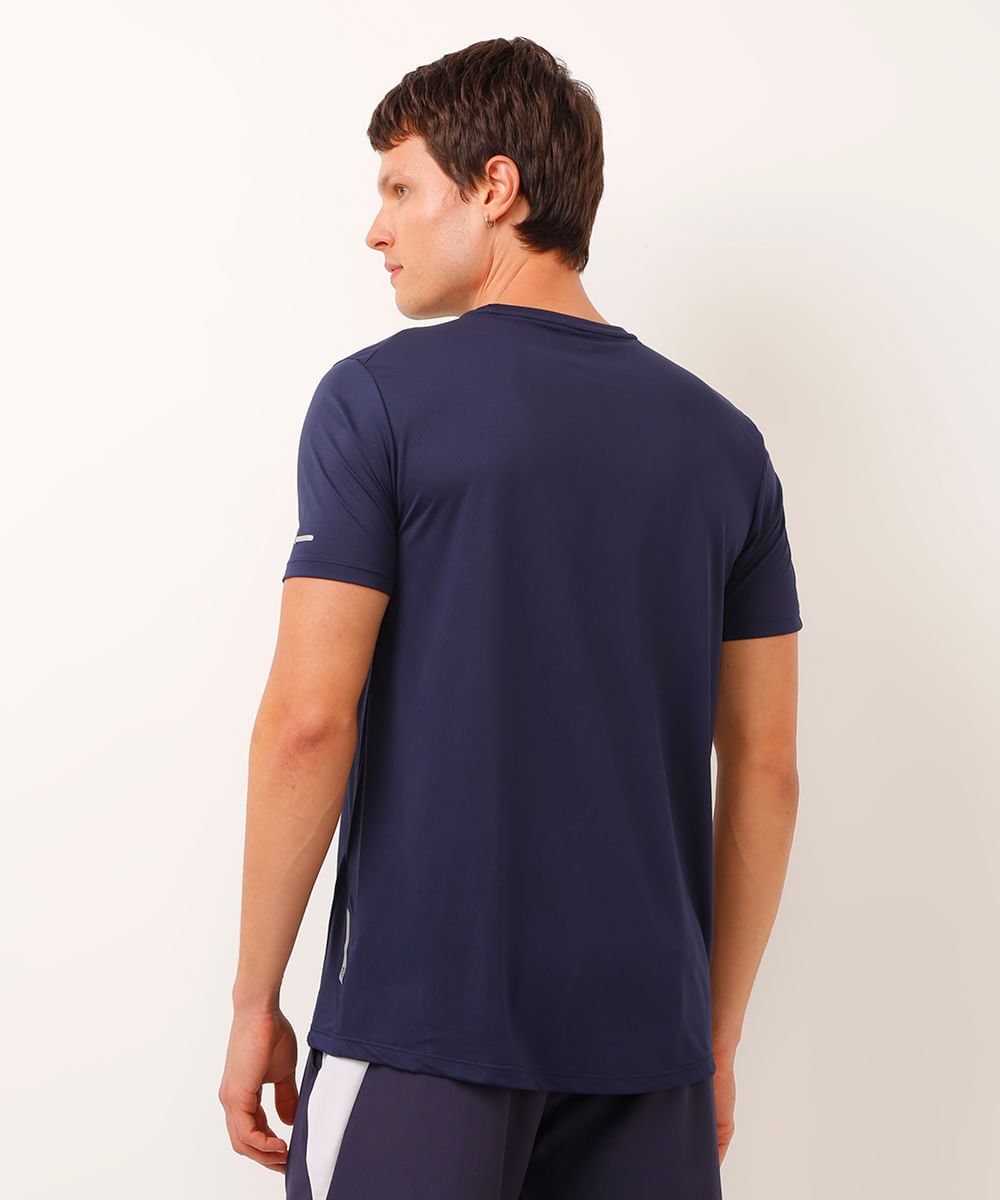 camiseta esportiva básica manga curta azul