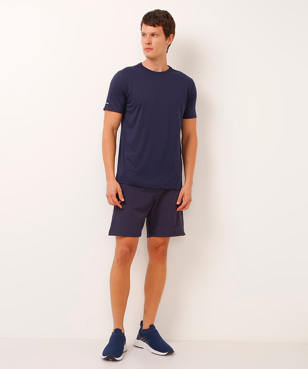 camiseta esportiva básica manga curta azul
