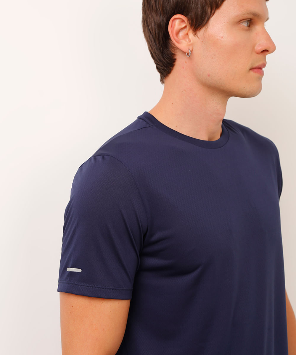 camiseta esportiva básica manga curta azul