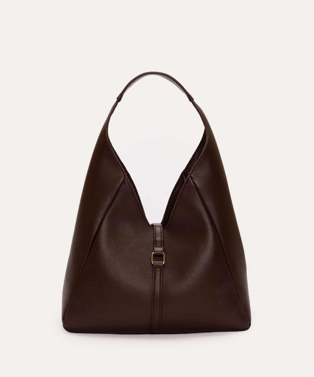 bolsa shoulder com fecho de metal marrom