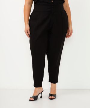 calça plus size de viscose preta