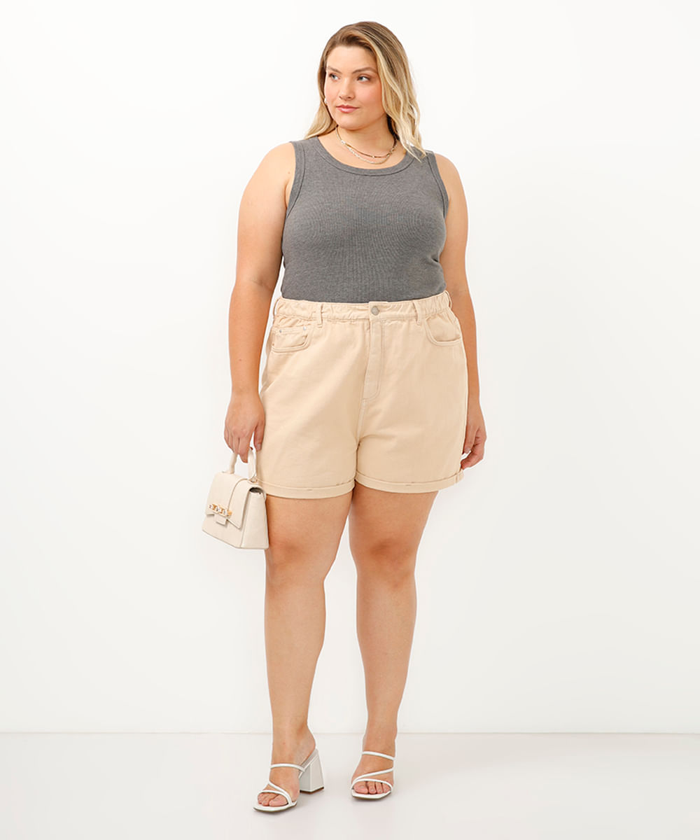 regata canela plus size decote redondo cinza