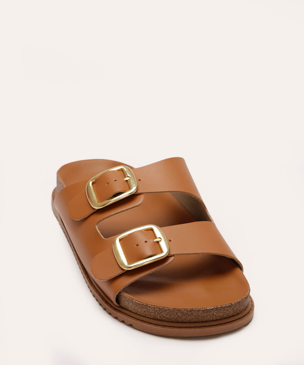 rasteirinha flatform com fivela beira rio bege