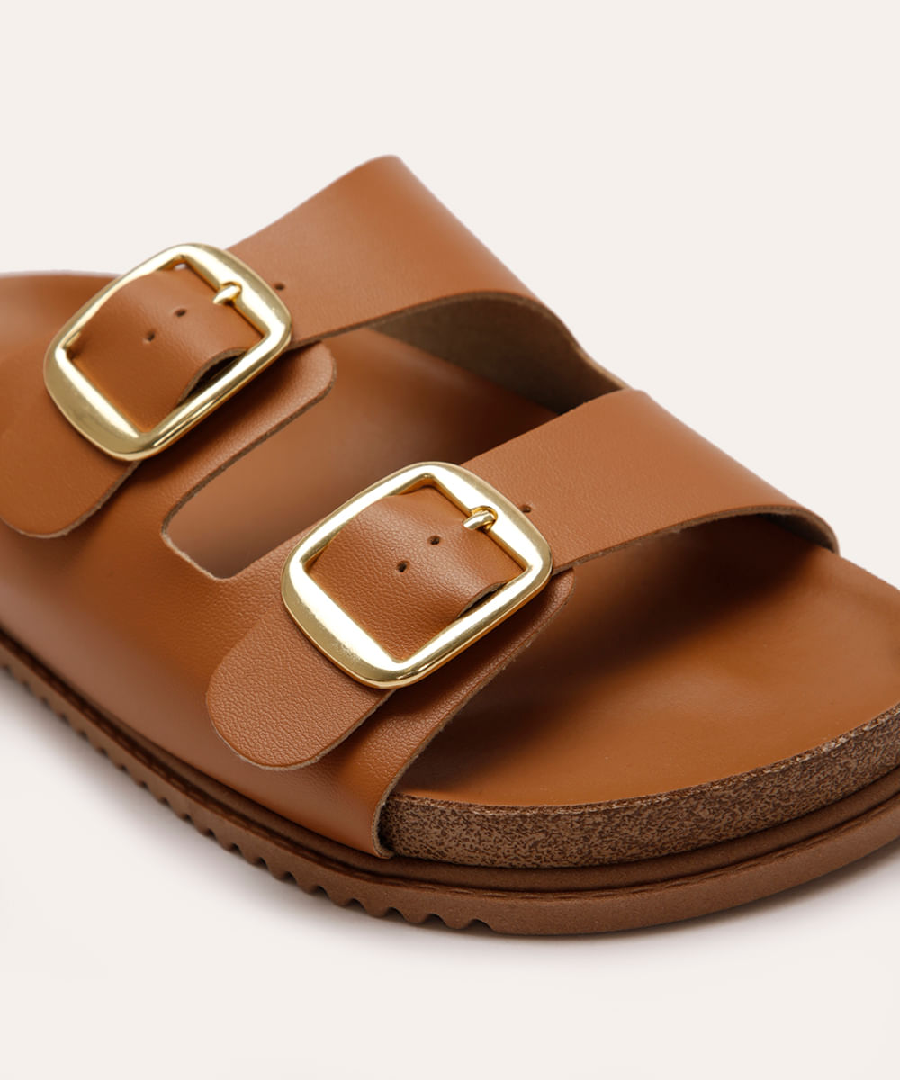 rasteirinha flatform com fivela beira rio bege