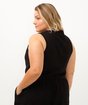 colete de alfaiataria plus size preto