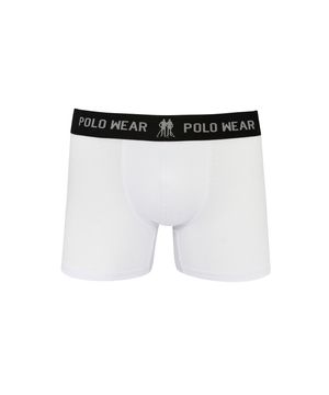 Kit 6 Cuecas Boxer Algodão Polo Wear Branco