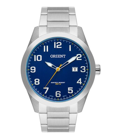 relógio masculino orient analógico calendário mbss1360 d2sx prateado