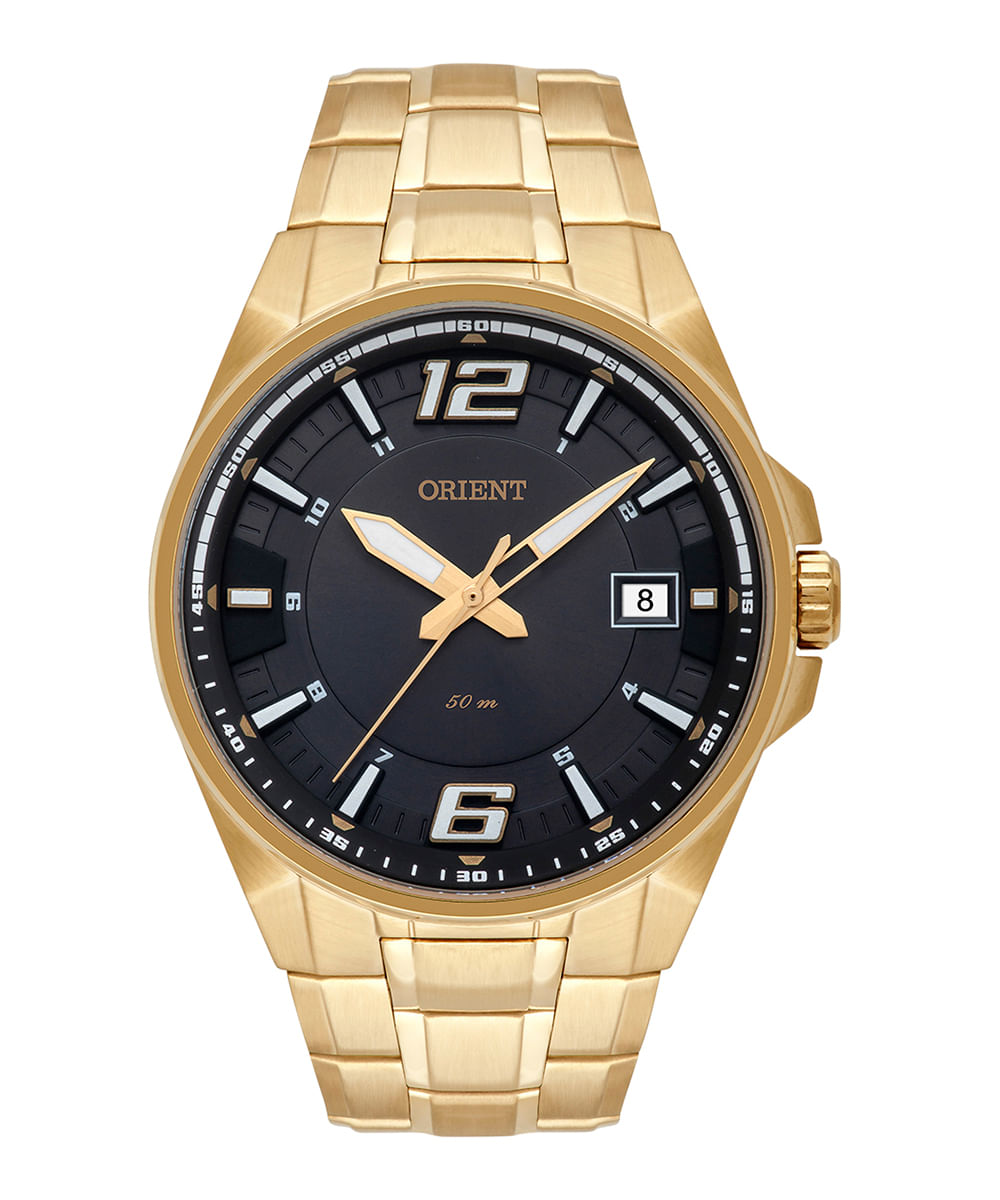 relógio analógico orient MGSS1168 dourado