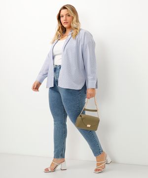 calça mom jeans plus size azul