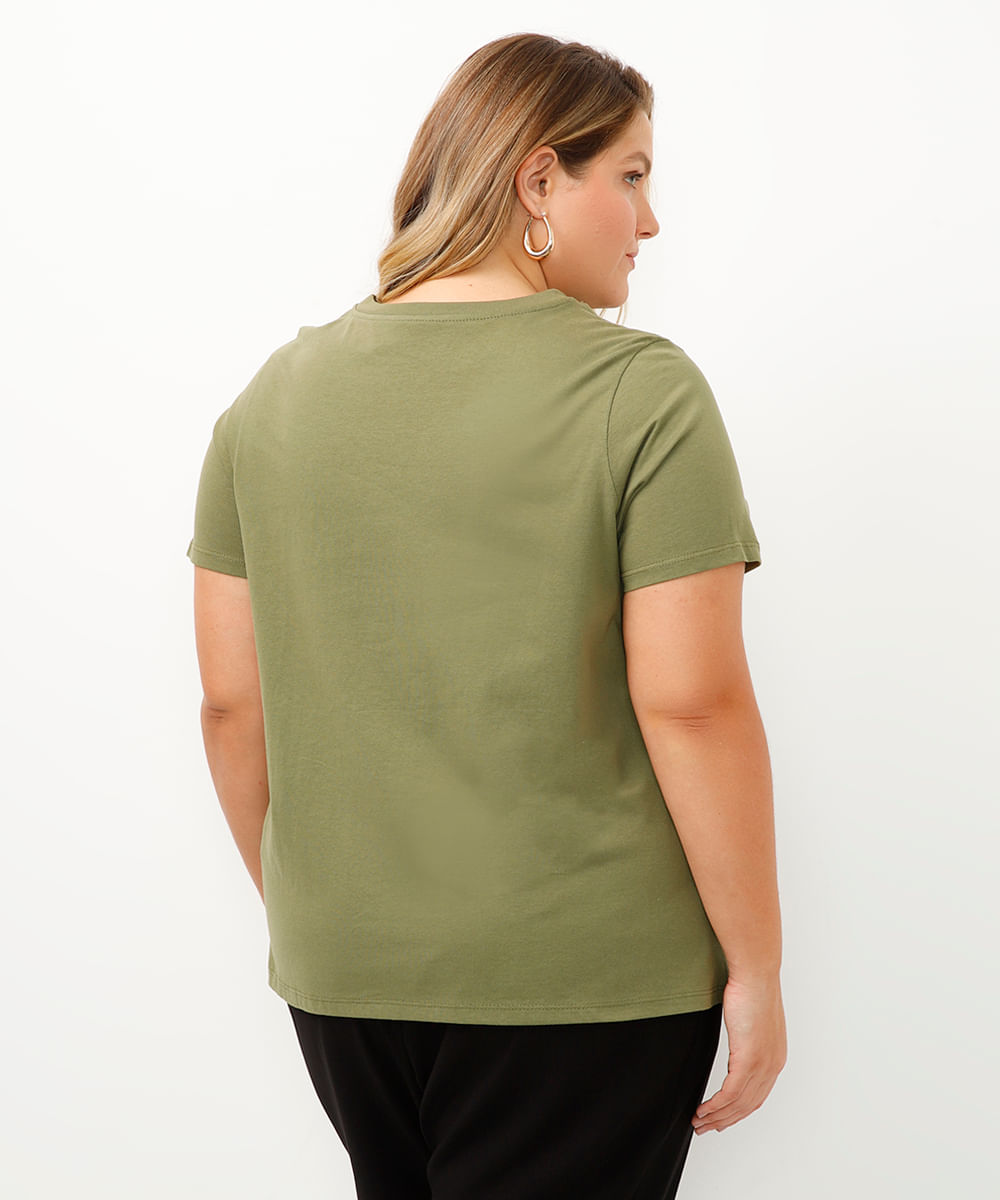 camiseta snoopy de algodão plus size verde militar
