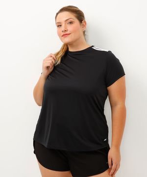 camiseta com listras plus size esportiva ace preto