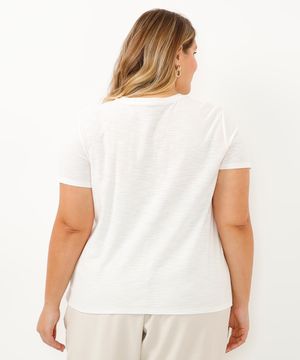 camiseta básica de algodão plus size off white