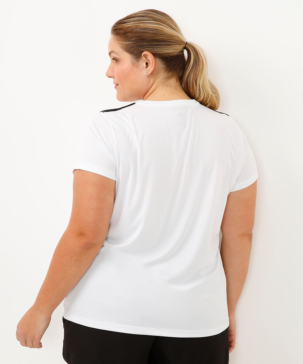 camiseta com listras plus size esportiva ace branca