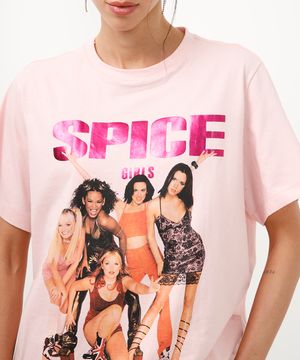 camiseta de algodão manga curta spice girls rosa