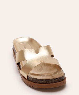 rasteirinha flatform metalizada dourada