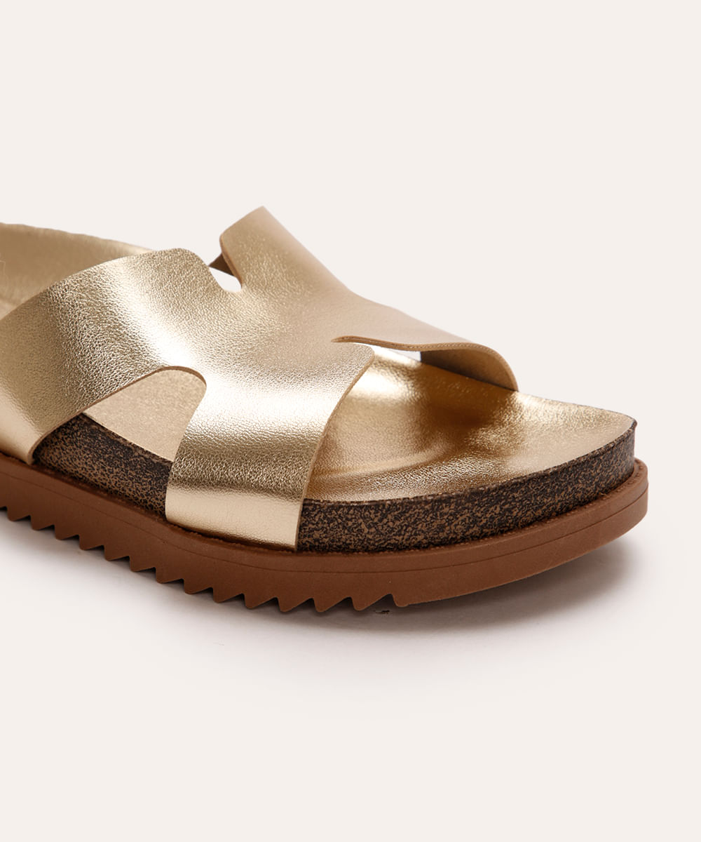 rasteirinha flatform metalizada oneself dourada