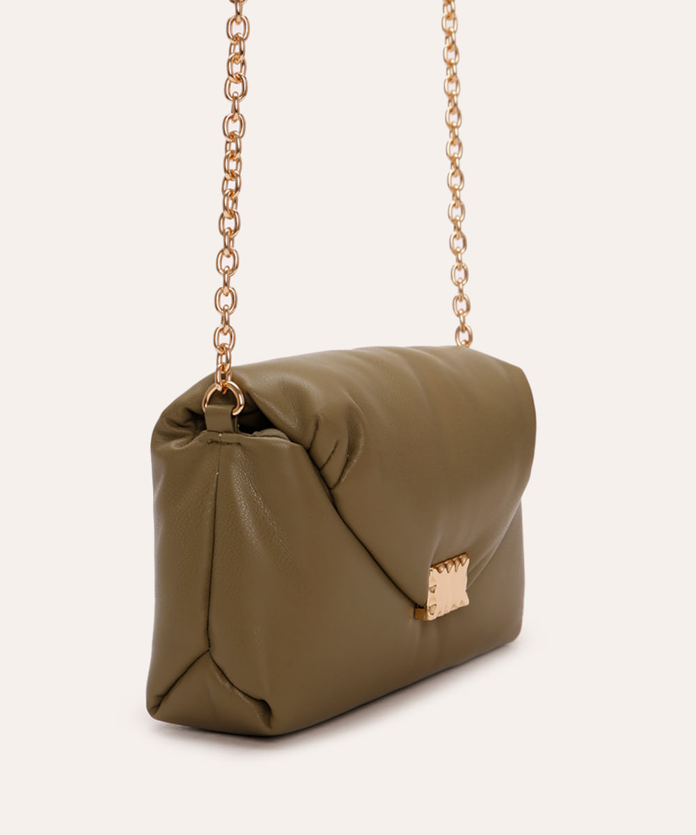 bolsa crossbody com fecho de metal verde