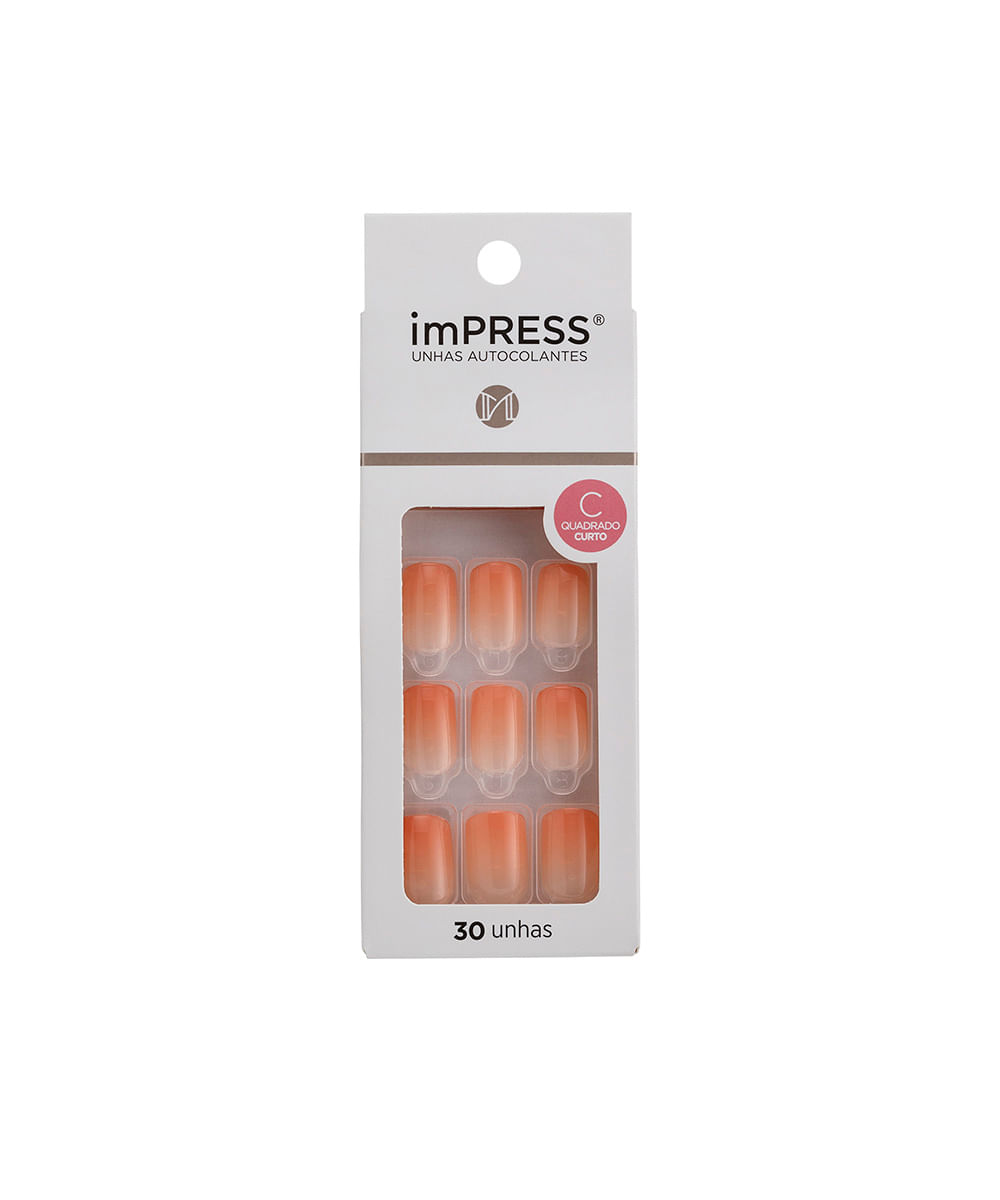 unhas postiças kiss new york impress nude peach perfect bege