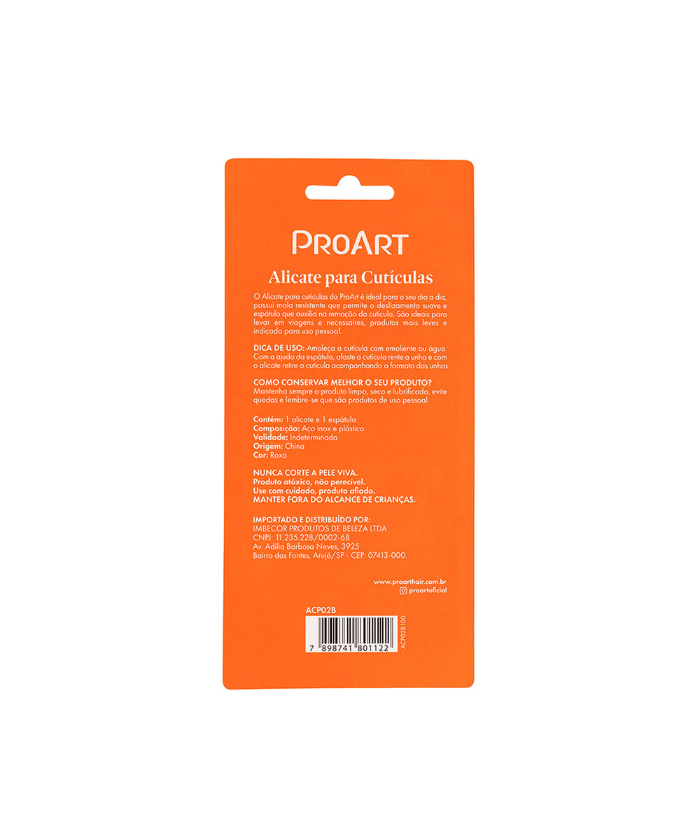 alicate de cutículas plástico proart roxo