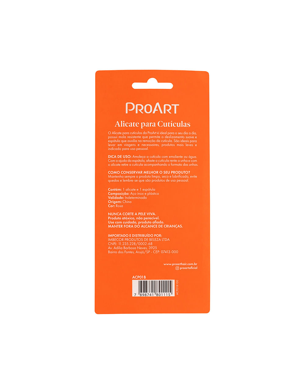 alicate de cutículas plástico proart rosa