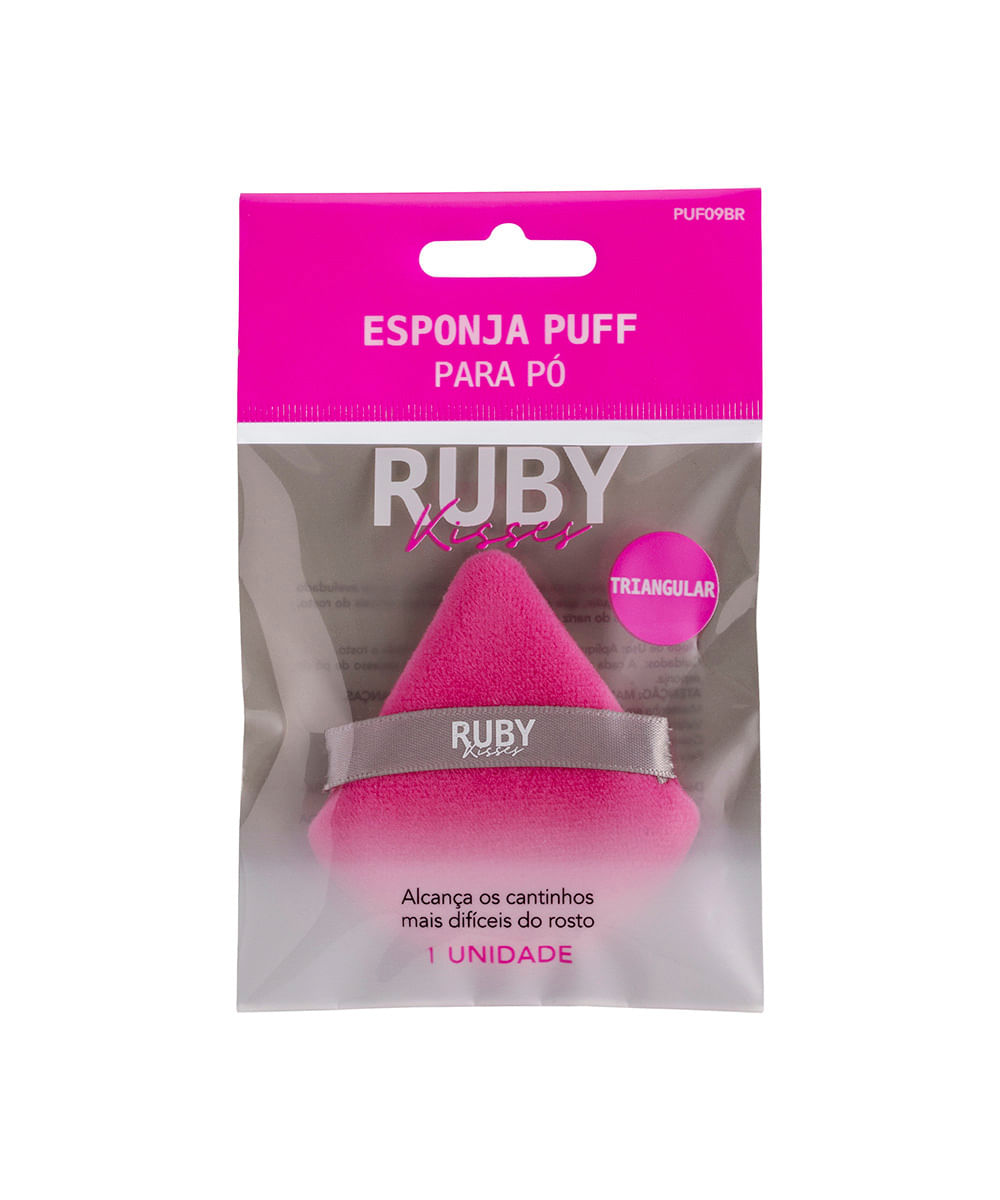 esponja puff ruby kisses para pó triangular cinza