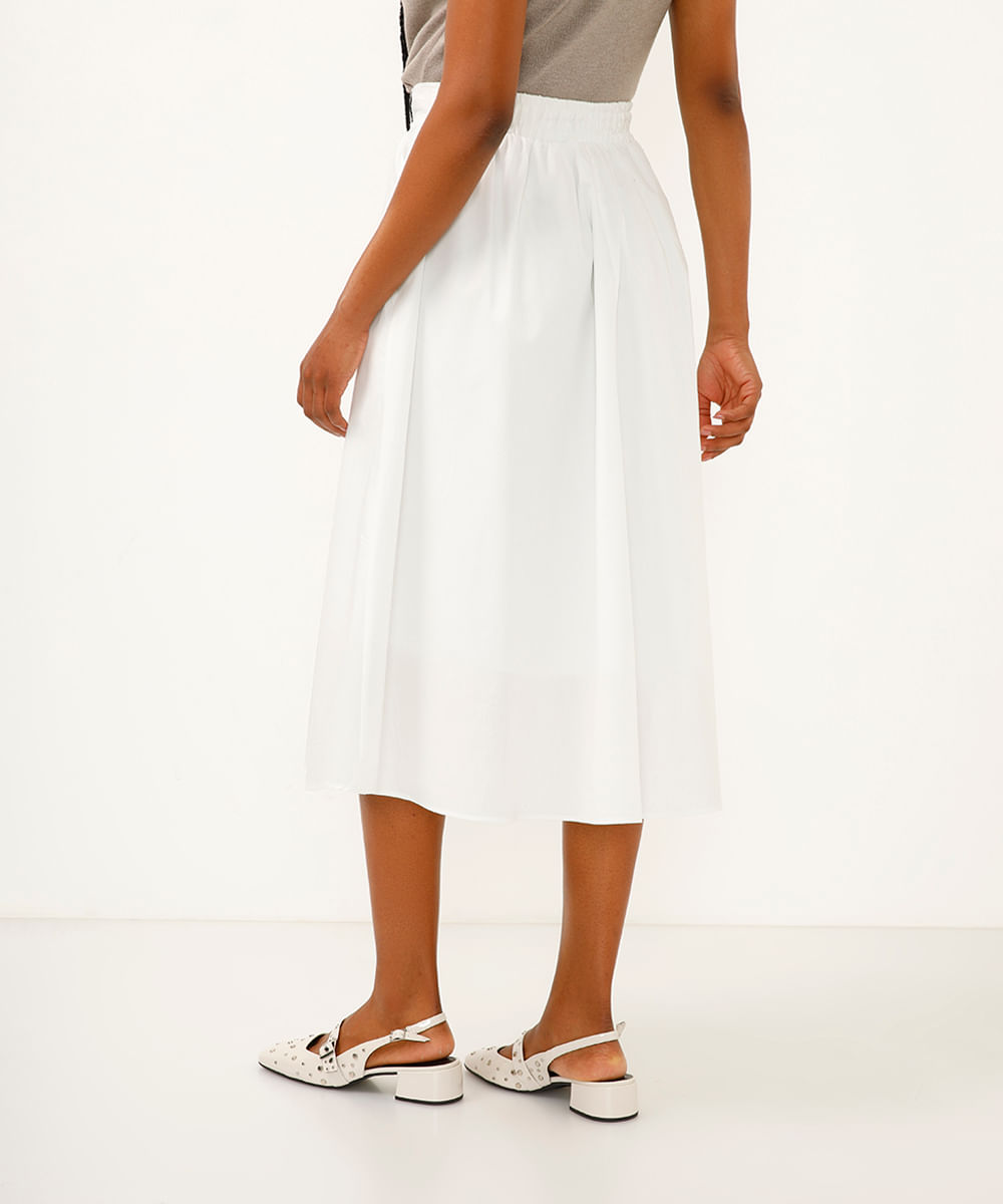 saia midi de algodão off white