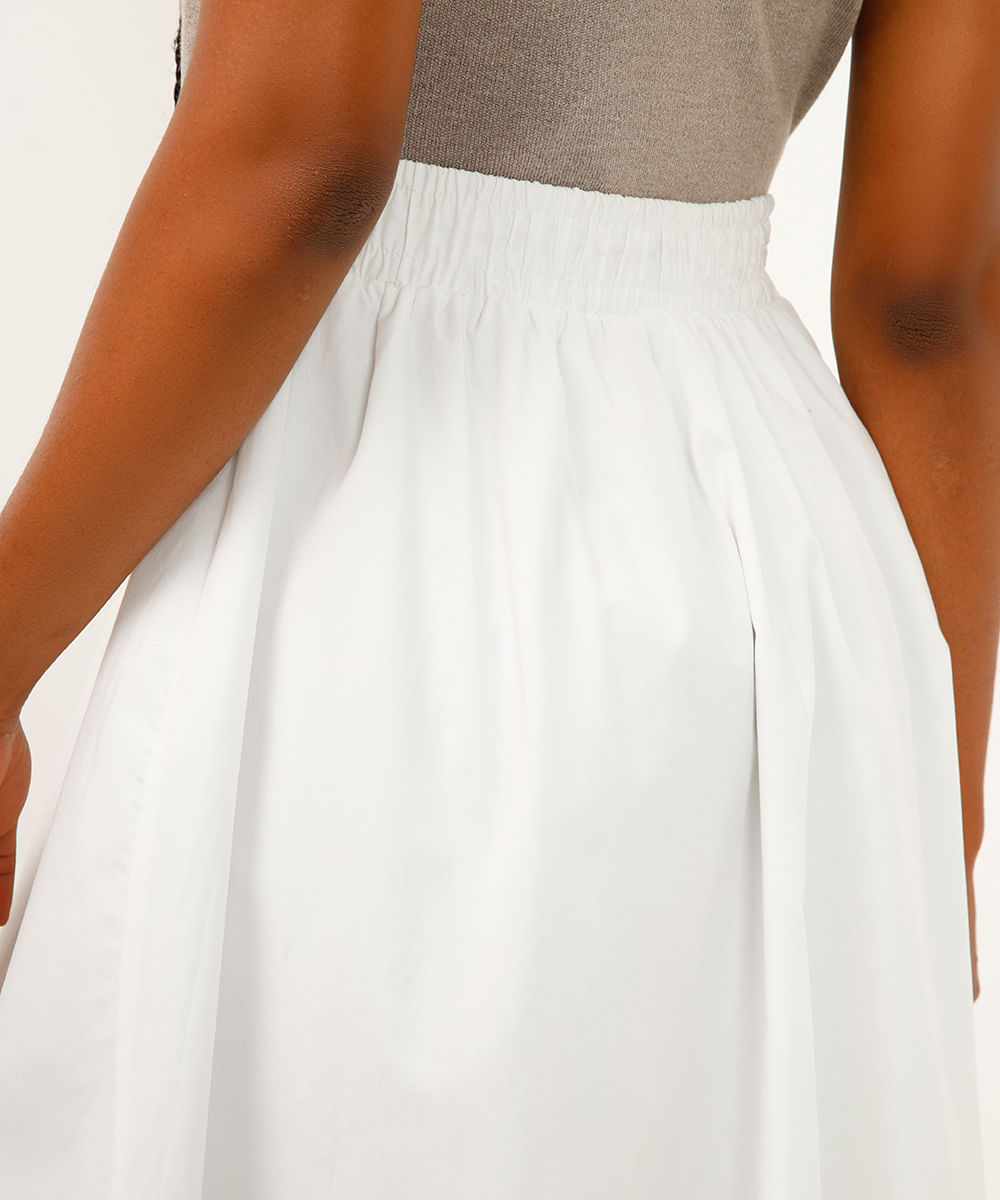 saia midi de algodão off white