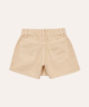 short saia de sarja infantil com pregas bege