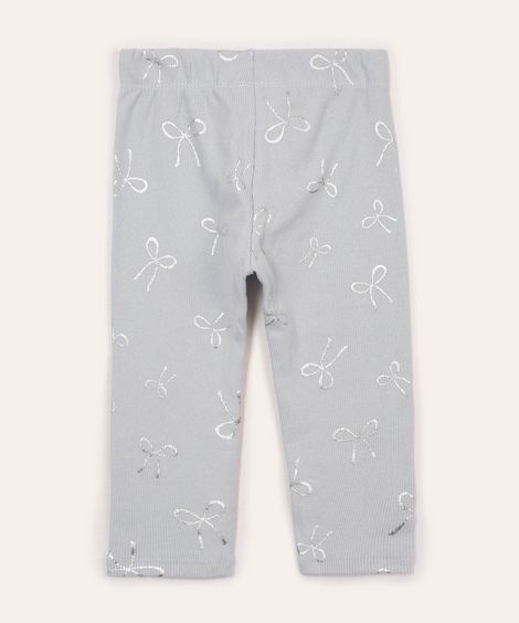calça legging de algodão infantil laços azul
