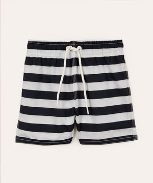 short infantil listrado com cordão azul