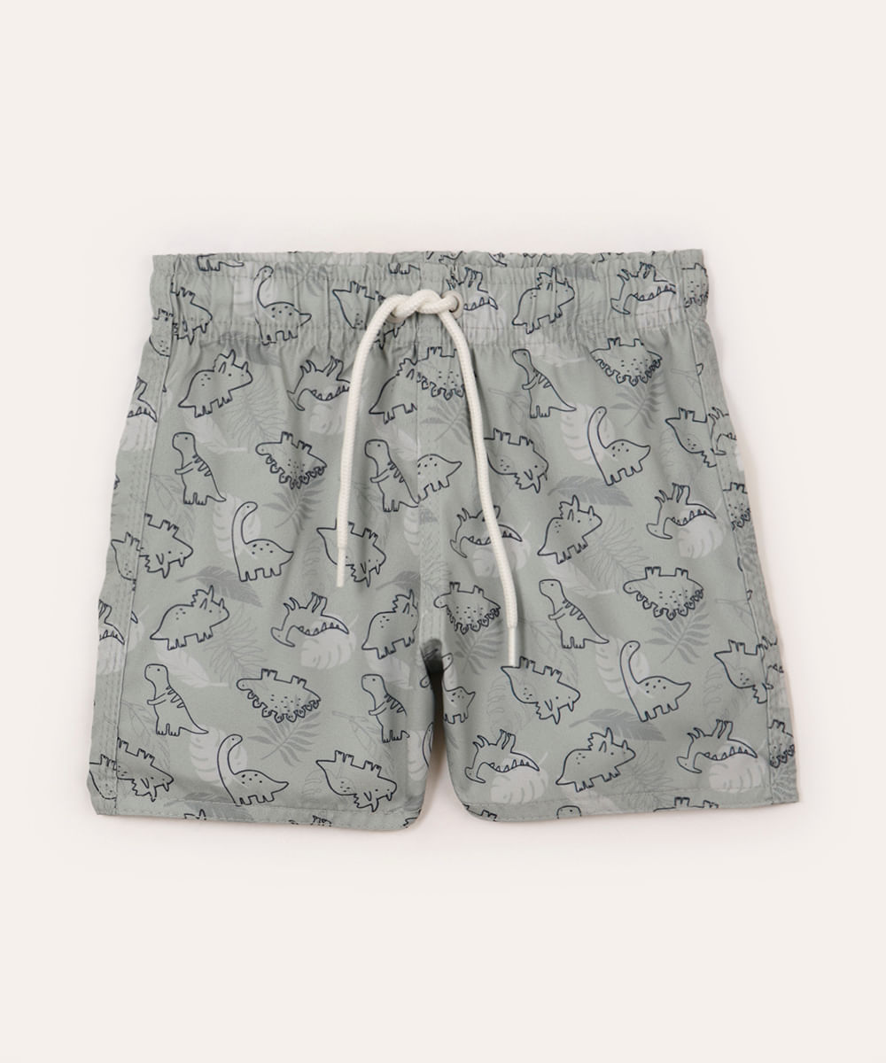 boardshort infantil dinossauros com cordão verde