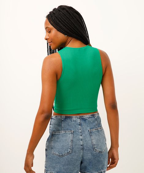 cropped halterneck de poliamida verde
