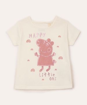 camiseta de algodão infantil peppa pig off white