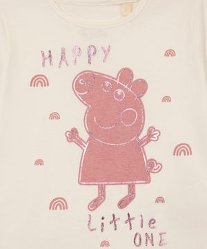 camiseta de algodão infantil peppa pig off white