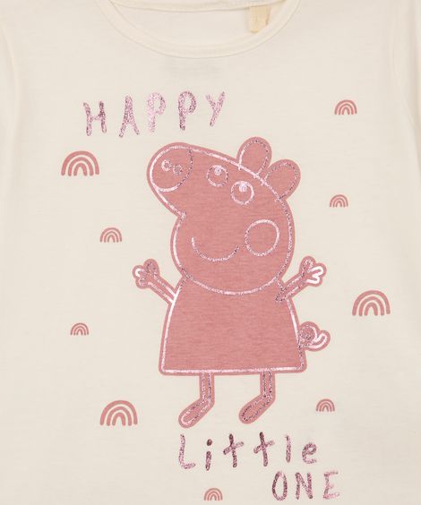 camiseta de algodão infantil peppa pig off white