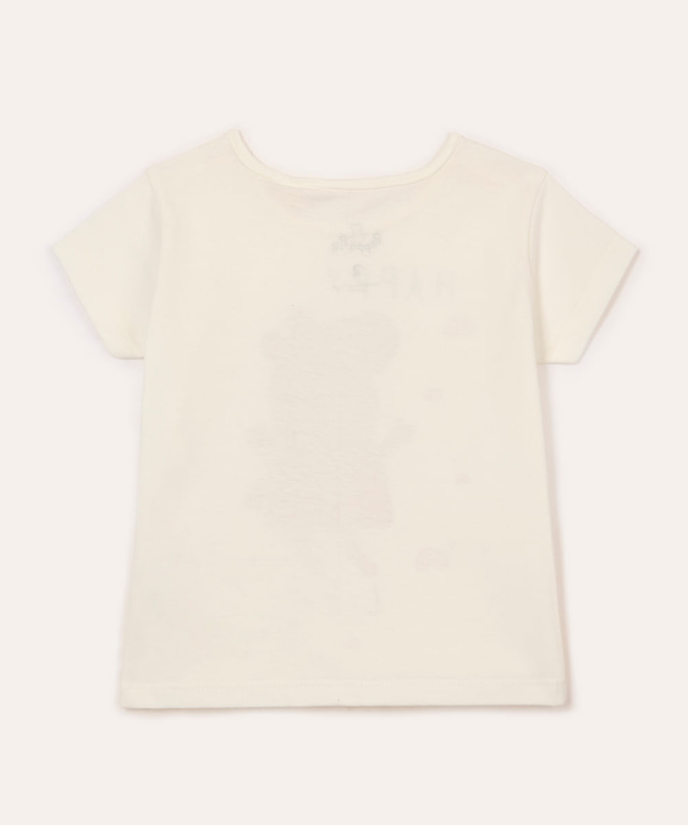 camiseta de algodão infantil peppa pig off white